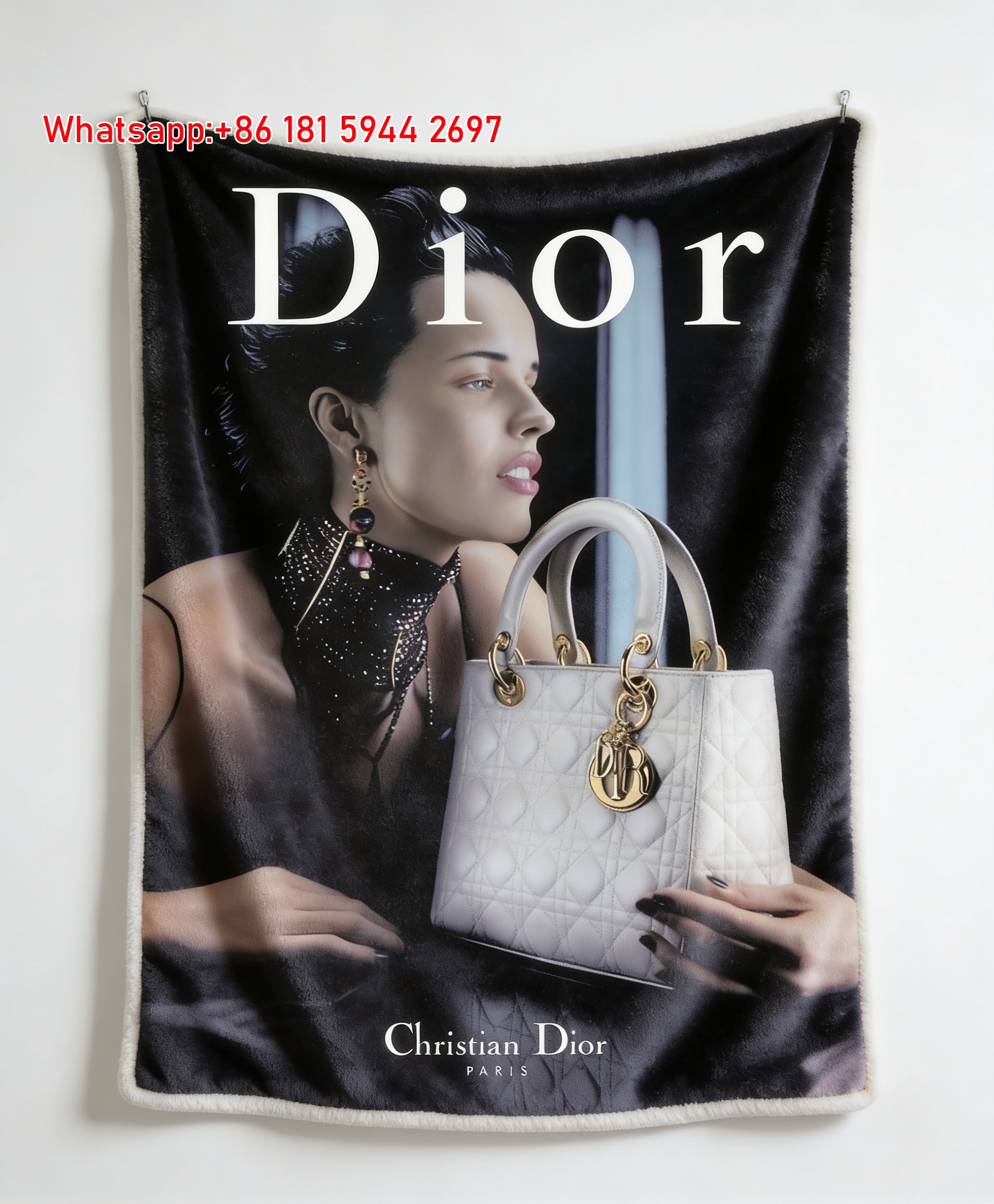 Christian Dior Lady Dior Bag Vintage Ad Flannel Sofa Throw Blanket D383